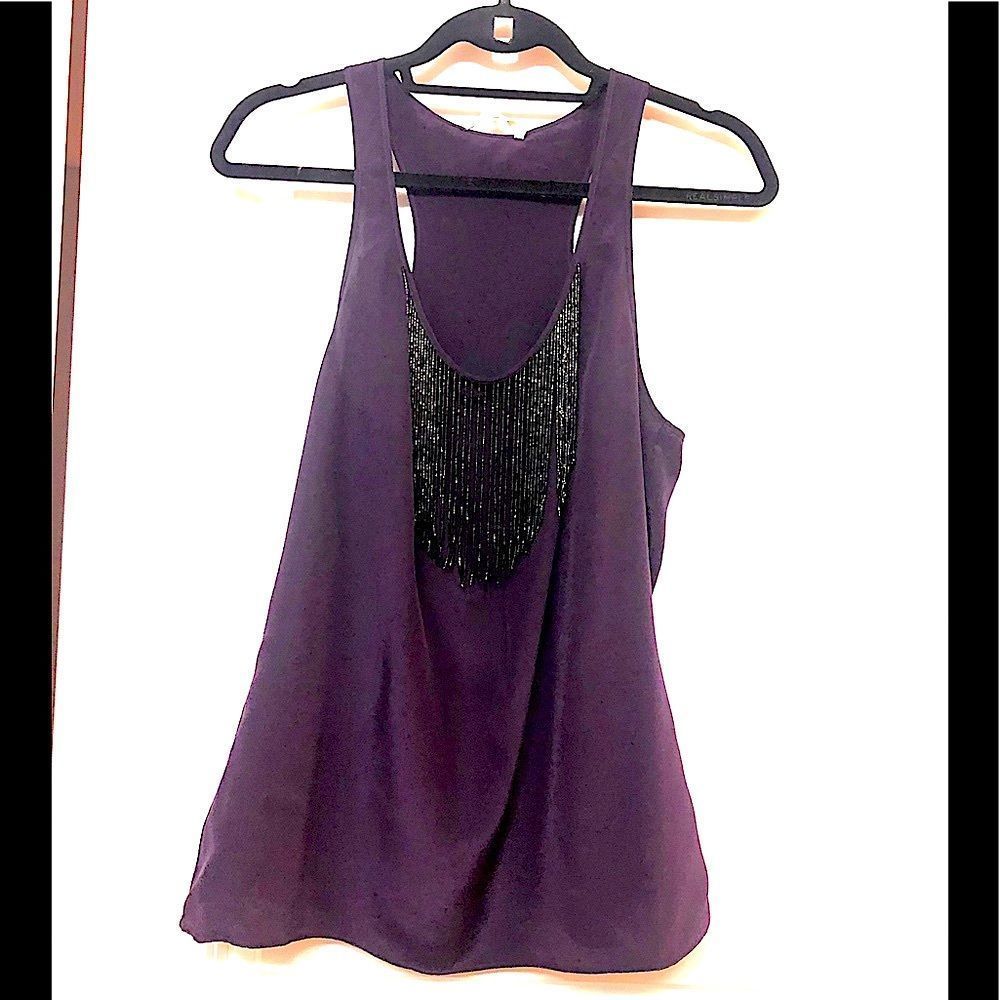 Matty M silk blouse with black beading! Size L